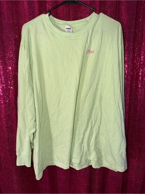 PINK Victoria's Secret Light Mint Long Sleeve Tee with Pink Logo